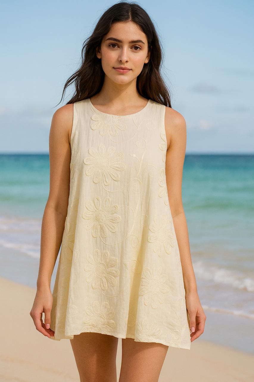 Embroidered Shift Mini Dress